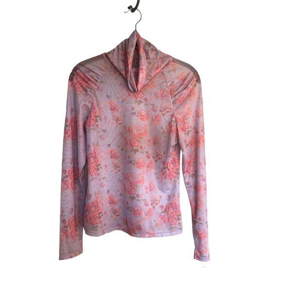 Free People Tops - Free People It’s Fair Game Mesh printed floral long sleeve top medium